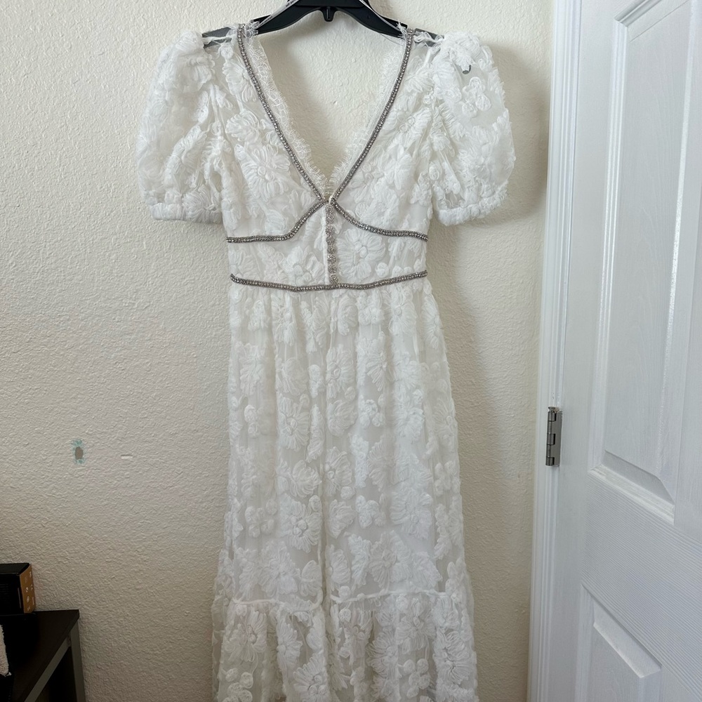 Self-Portrait White Lace Midi Dress - Picture 8 of 11